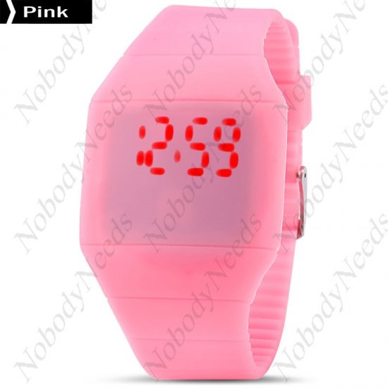 LED Touch Screen Digital Sports Wristwatch-pink - zum Schließen ins Bild klicken