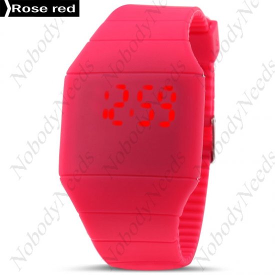 LED Touch Screen Digital Sports Wristwatch-rot - zum Schließen ins Bild klicken