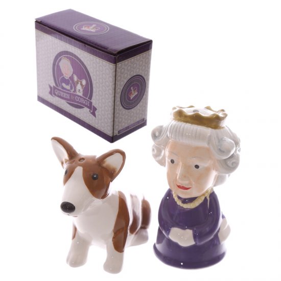 Queen und Corgi Salz- und Pfefferstreuer Set - zum Schließen ins Bild klicken