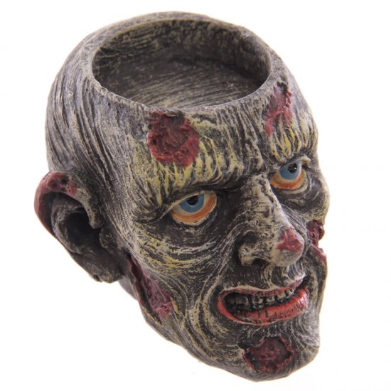 Zombie-Kopf Teelichthalter - zum Schließen ins Bild klicken