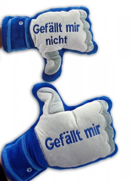 Hand Plüsch mit Spruch ´Gefällt mir´ u ´Gefällt mir nicht´